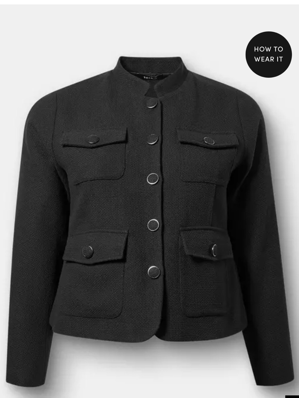 torrid Black Textured Snap-Front Jacket